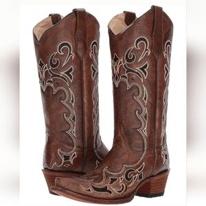Women’s Vintage VTG Corral Circle G Leather Cowboy Boots Hand Stitched Size 10